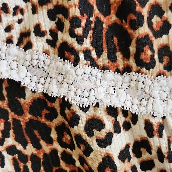 Vintage Wild Love Women's Leopard Print Cropped Tank Top Size Med Lace Coquette - Picture 4 of 8